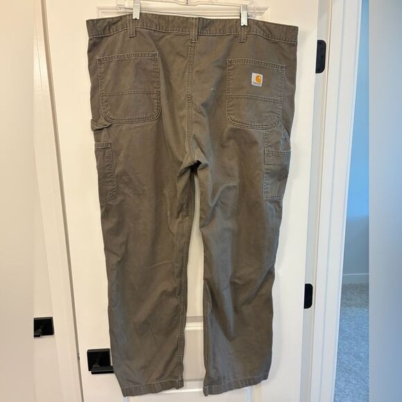 CARHARTT Relaxed Straight Twill Dungaree Work Pants B234 Brown Men’s Size 44x30 - Picture 2 of 8
